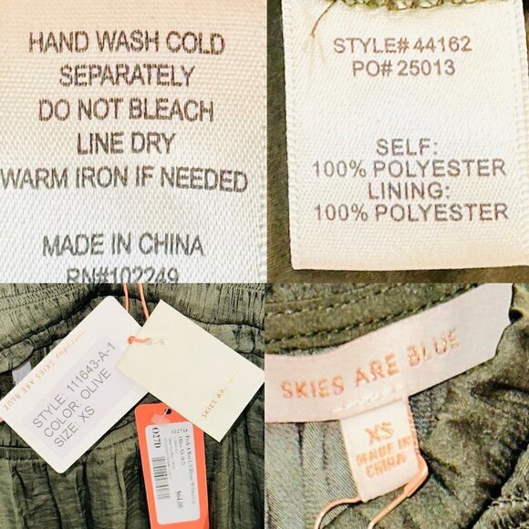 BLOUSE SKIES ARE BLUE PEEK A BOO - OLIVE -XS- NEW WITH TAG - Picture 13 of 15